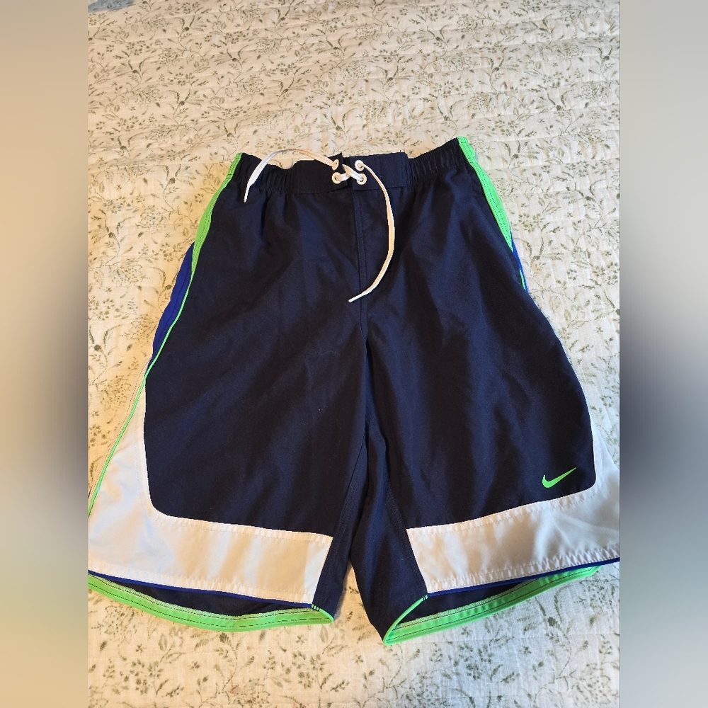 Nike Blue and White Swim Shorts